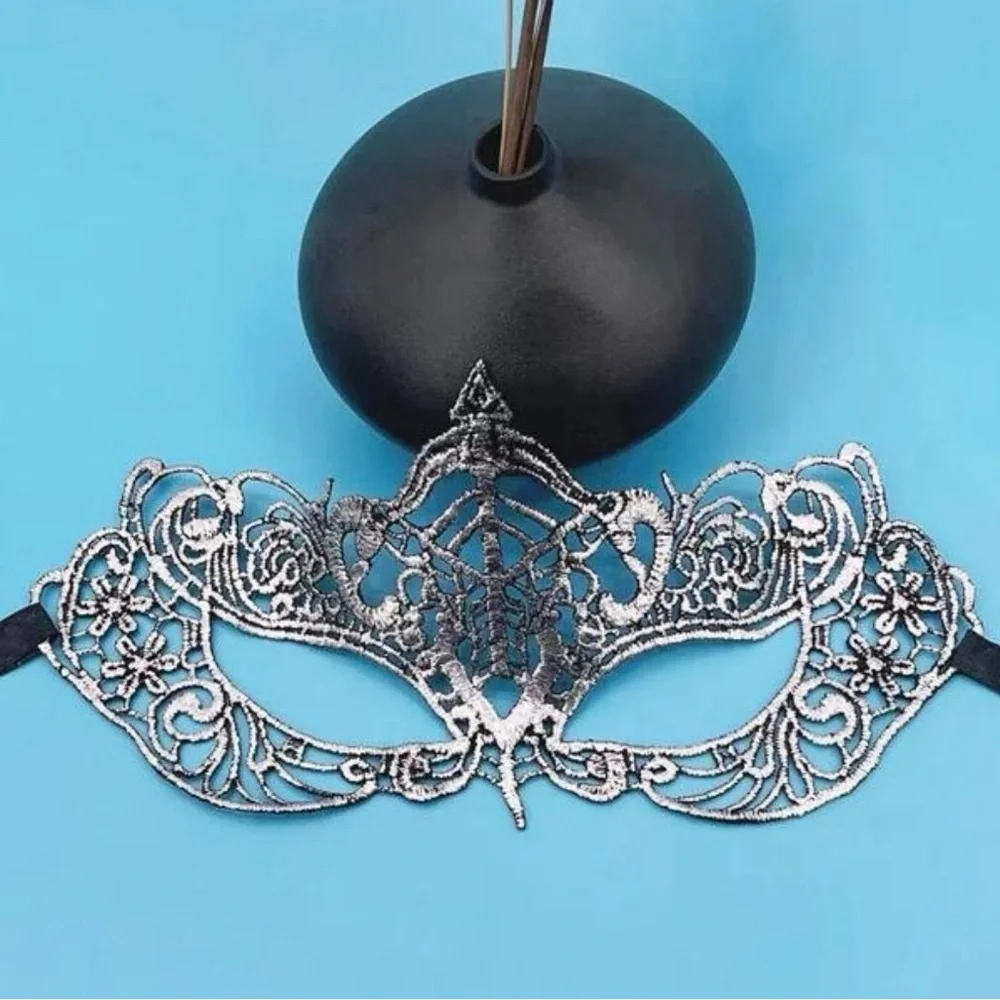 Enchanting Silver Lace Masquerade Mask - Perfect for Mystical Events! Brand New